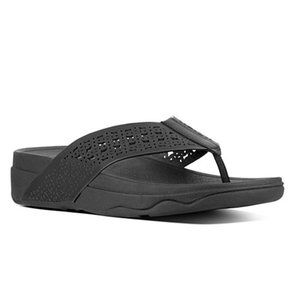 Fitflop Black Floral Lattice Surfa Leather Sandal - Women 7